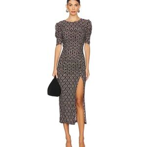 Free People Midi Black Floral Dress